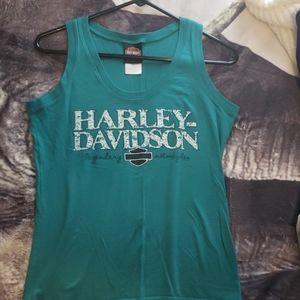 Harley-Davidson Teal Tank Top with White Logo